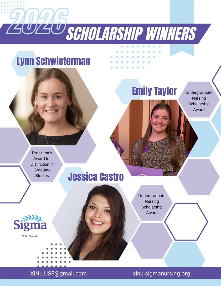 Announcement with photos of three scholarship recipients: Lynn Schwieterman top left, Emily Taylor mid right, and Jessica Castory bottom center.